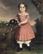 unknow artist Portrait of a Child Holding a Cat USA oil painting reproduction